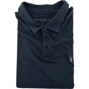 John Varvatos Gray Stripe Short Sleeve Cotton Polo Shirt Men Size 2XL